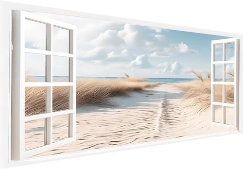 5D DIY Diamond Painting Kits Vollbohrer Groß 80x40cm, Fenster Strand Diamant Kunst Handwerk Bild Kit, Leinwand Kreuzstich Stickerei Nach Zahlen Painting Zubehör für Erwachsene/Wand/Wohnkultur B-203 von Jalican