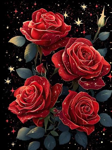 Malen nach Zahlen Erwachsene Rote Rose, DIY Handgemalt Ölgemälde Kit Mit 3-Pinseln und Acrylfarbe, Anfänger Paint by Numbers Malen Nach Zahlen zur Heimdekoration, Ohne Rahmen 30x40cm V-482 Malen nach Zahlen Erwachsene Rote Rose, DIY Handgemalt Ölgemälde Kit Mit 3-Pinseln und Acrylfarbe, Anfänger Paint by Numbers Malen Nach Zahlen zur Heimdekoration, Ohne Rahmen 30x40cm V-482 von Jalican