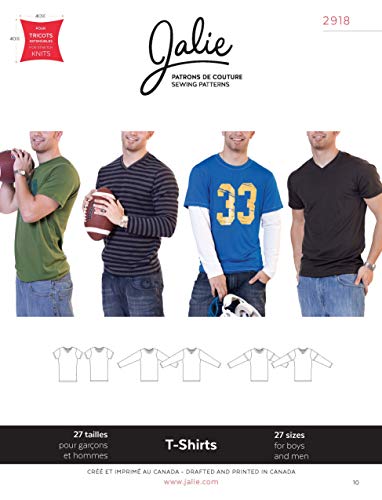 Jalie Schnittmuster 2918 für Herren und Jungen, Jersey, Strick-T-Shirts von Jalie