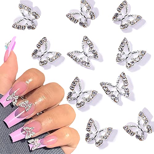 10 Stück Legierung Schmetterling Nagel Charms Metall Nailart Anhänger Strasssteine für Diamanten Nageledelsteine Nagelschmuck Kunst Dekorations Nail Art Schmuckherstellung von Jaliya