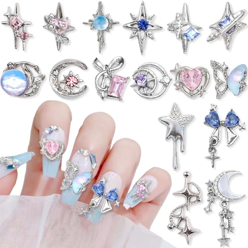 16 Stile Luxus Mond Stern Nagel Charms 3D Nail Charms Y2k Legierung Strasssteine Bogen Schmetterling Nagel Schmuck Metall Nail Art Charms Nägel Glitzersteine Nailart Rhinestones Nageldesign Zubehör 16 Stile Luxus Mond Stern Nagel Charms 3D Nail Charms Y2k Legierung Strasssteine Bogen Schmetterling Nagel Schmuck Metall Nail Art Charms Nägel Glitzersteine Nailart Rhinestones Nageldesign Zubehör von Jaliya