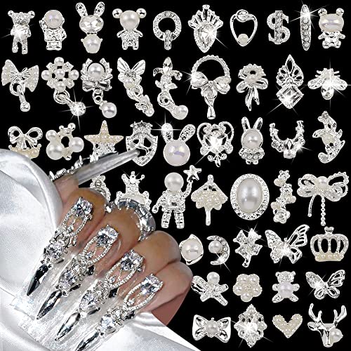 50pcs 3D Silber Nail Charms Luxus Strasssteine Nägel Legierung Schmetterling Nailart Anhänger Metall Nagel Schmuck Schleife Bär Edelsteine Herz Stern Blume Glitzersteine Nageldesign Nail Art Zubehör 50pcs 3D Silber Nail Charms Luxus Strasssteine Nägel Legierung Schmetterling Nailart Anhänger Metall Nagel Schmuck Schleife Bär Edelsteine Herz Stern Blume Glitzersteine Nageldesign Nail Art Zubehör von Jaliya