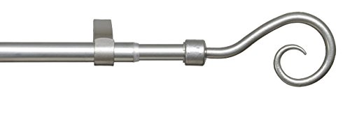 JalousieCrew Stilgarnitur Gardinenstange 16 mm Vorhangstange - 130-240 cm ausziehbar (Silber matt) von JalousieCrew