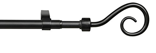JalousieCrew Stilgarnitur Gardinenstange 16 mm Vorhangstange - 130-240 cm ausziehbar (schwarz) von JalousieCrew