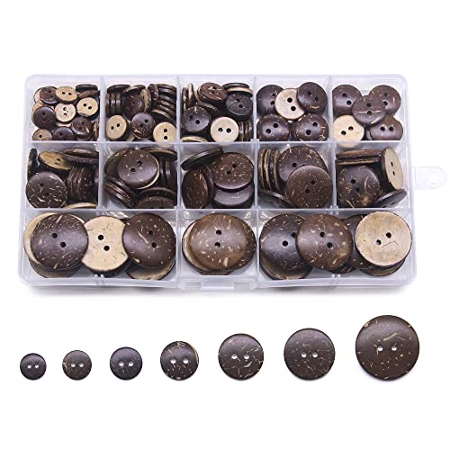 Jamsinmu 210pcs Nähknöpfe Kinderknöpfe PVC Box zum Nähen Basteln Scrapbooking Basteln Nähen Kleidungszubehör Brown von Jamsinmu