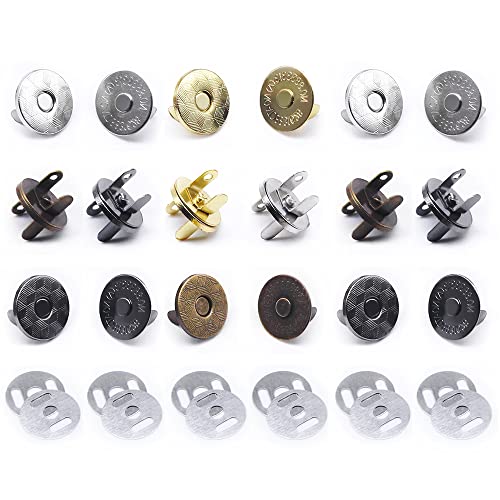 Jamsinmu 40 Sets Magnetische Druckknöpfe für Geldbörse, Handtasche, Portemonnaie, Mantel, Tasche, Gemischte Verschlüsse, Druckknöpfe 10mm von Jamsinmu