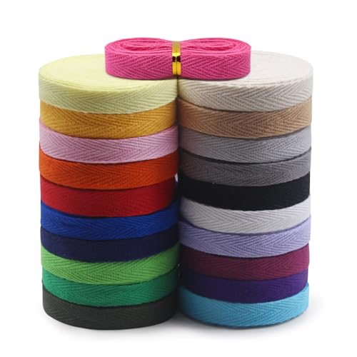 Jamsinmu Baumwolle Gurtband Fischgration Baumwoll Twill Ribbon 21 Mixed Farbe 42 Yard Gemischt zum Nähen Bindungsgeschenk Verpackung Stricken von DIY Basteln 10mm Jamsinmu Baumwolle Gurtband Fischgration Baumwoll Twill Ribbon 21 Mixed Farbe 42 Yard Gemischt zum Nähen Bindungsgeschenk Verpackung Stricken von DIY Basteln 10mm von Jamsinmu