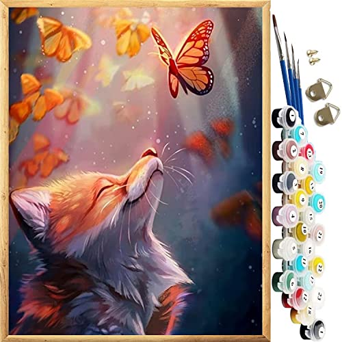 JanFebMar Malen nach Zahlen Erwachsene Malen nach Zahlen – 40 x 50 cm Leinen-Leinwand und 3 Pinsel, Acrylfarbe (ohne Rand) von JanFebMar