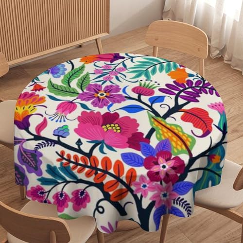 JanJCurt Bunte Blumen-Tischdecke, Boho-Blumenmuster, tropische Blätter, Tischdecke für Party, Picknick, Abendessen, Dekoration, 91,4 x 91,4 cm von JanJCurt