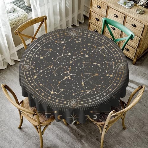 JanJCurt Goldene Galaxie-Tischdecke, magische Umrisse, himmlisches Sternzeichen, runde Tischdecke für Zuhause, Esszimmer, Küche, Hochzeit, Partys, 91,4 x 91,4 cm JanJCurt Goldene Galaxie-Tischdecke, magische Umrisse, himmlisches Sternzeichen, runde Tischdecke für Zuhause, Esszimmer, Küche, Hochzeit, Partys, 91,4 x 91,4 cm von JanJCurt