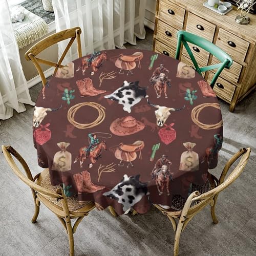 JanJCurt Western-Cowboy-Tischdecke, Wilder Westen, Retro-Cowboy, Südwest-Land, runde Tischdecke für Küche, Esstisch, Dekoration, Party, Hochzeiten, Grillabende, Familienfeiern, rund (91,4 x 91,4 cm) JanJCurt Western-Cowboy-Tischdecke, Wilder Westen, Retro-Cowboy, Südwest-Land, runde Tischdecke für Küche, Esstisch, Dekoration, Party, Hochzeiten, Grillabende, Familienfeiern, rund (91,4 x 91,4 cm) von JanJCurt