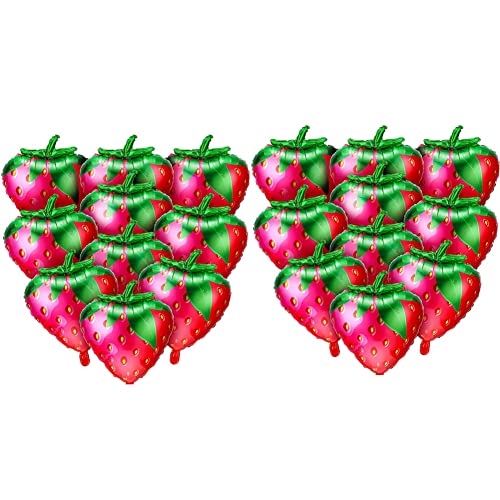 Janasiba 20 Stück Erdbeer Ballons Süße Erdbeer Folie Mylar Ballons für MäDchen Erdbeer Themen Geburtstag Feier Dekorationen von Janasiba