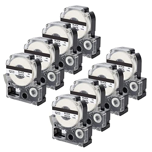 Janasiba 8Er-Pack Kompatibles Etikettenbandersatz für -4WBN (SS12KW) Etikettenbandkassetten Schwarz Auf WeißBand von Janasiba