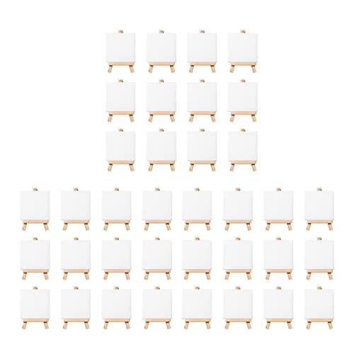 Janasiba Künstler 3 x 3 Mini Leinwand & 5 Mini Staffelei Set Malerei Zeichnung - Set Enthält: 36 Mini Leinwände & 36 Mini Staffelei von Janasiba