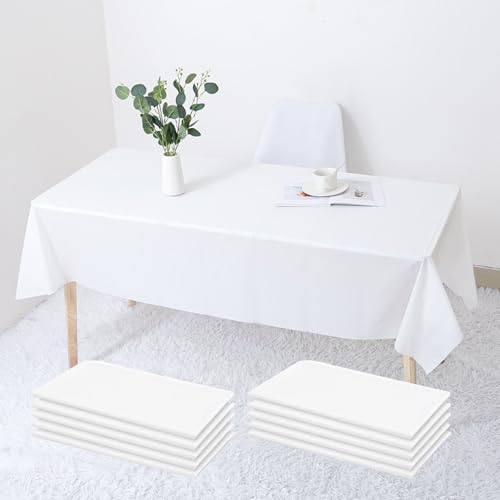 10 Packungen Einweg Tischdecke, 137 x 274 cm Verdicktes wasserdichte weiße tischdecke, öl- und geruchsneutrale Rechteckig Tischtuch Geeignet, Tischdecken, für Hochzeiten Partys Kindergeburtstage von Janety