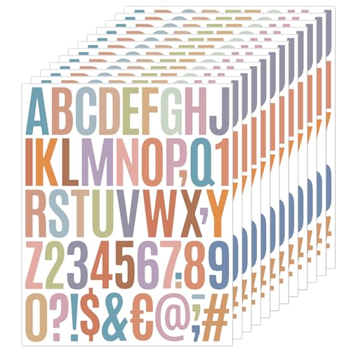 Janety Buchstaben Aufkleber Selbstklebend, 12 Stück 5 cm Morandi Farbe klebebuchstaben wetterfest, 2 Zoll selbstklebender sticker buchstaben für Postfach, Schilder, Haus von Janety