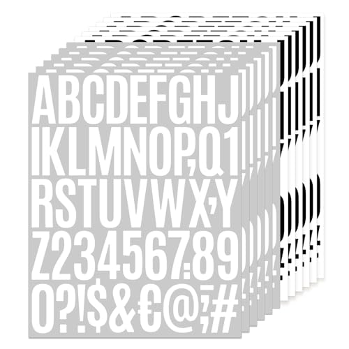 Janety Buchstaben Aufkleber Selbstklebend, 12 Stück 5 cm Schwarz-weiße klebebuchstaben wetterfest, 2 Zoll selbstklebender sticker buchstaben für Postfach, Schilder, Haus von Janety