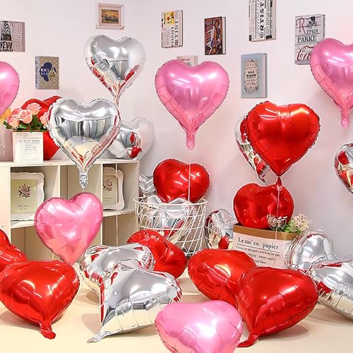 Jangostor 60 Stück Herz-Form-Folien-Ballone, 25cm Rot & Rosa & Silber Herz Folien Ballone Mylar Herz geformte Ballone Herz Ballone Aluminiumfolie Ballone für Valentinstag Geburtstag Verlobung Hochzeit Jangostor 60 Stück Herz-Form-Folien-Ballone, 25cm Rot & Rosa & Silber Herz Folien Ballone Mylar Herz geformte Ballone Herz Ballone Aluminiumfolie Ballone für Valentinstag Geburtstag Verlobung Hochzeit von Jangostor