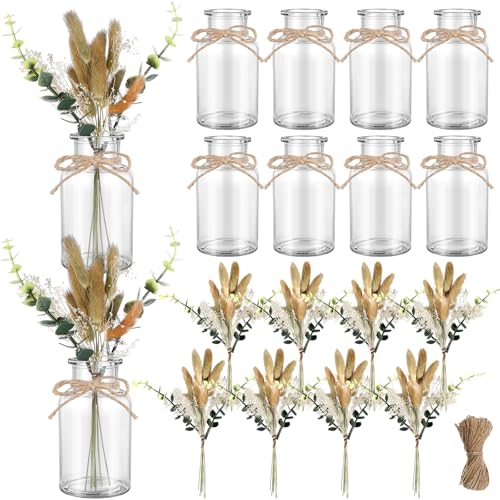 Janinka 10 Sets Einmachglas-Tischaufsätze mit Blumen, Einmachglas, Hochzeit, Tafelaufsatz, Vasen, Boho, rustikal, getrockneter Salbei, künstliche Pflanzen für Heimwerker, Empfang, Verlobung, Party Janinka 10 Sets Einmachglas-Tischaufsätze mit Blumen, Einmachglas, Hochzeit, Tafelaufsatz, Vasen, Boho, rustikal, getrockneter Salbei, künstliche Pflanzen für Heimwerker, Empfang, Verlobung, Party von Janinka