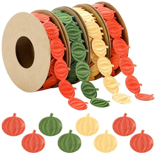 Janinka 4 Rollen Thanksgiving-Kürbisband, 4,5 m, grün, gelb, orange, Herbstband, Rolle, Kürbisgirlande für Bastelarbeiten, Schleifen, Kränze, Wickelarmband, Halskette, Blumensträuße, Heimdekoration Janinka 4 Rollen Thanksgiving-Kürbisband, 4,5 m, grün, gelb, orange, Herbstband, Rolle, Kürbisgirlande für Bastelarbeiten, Schleifen, Kränze, Wickelarmband, Halskette, Blumensträuße, Heimdekoration von Janinka
