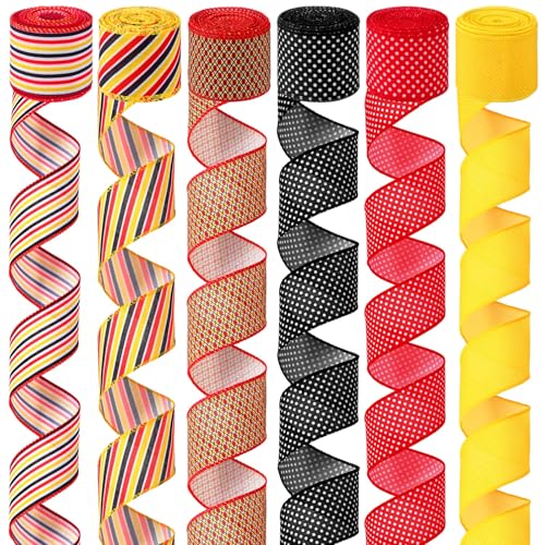 Janinka 6 Rollen Weihnachtsbänder mit Draht, gepunktet, rot und weiß, gepunktet, Bastelband für Geschenkverpackungen, Kranz, Schleifen, Geburtstag, Basteln, Party, Heimdekoration, Weihnachtsbaum Janinka 6 Rollen Weihnachtsbänder mit Draht, gepunktet, rot und weiß, gepunktet, Bastelband für Geschenkverpackungen, Kranz, Schleifen, Geburtstag, Basteln, Party, Heimdekoration, Weihnachtsbaum von Janinka
