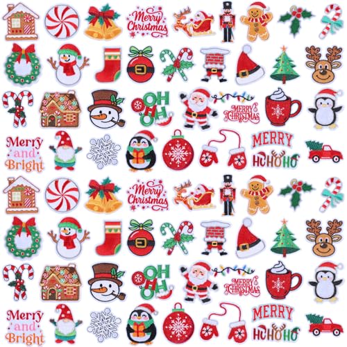 Janinka 72 Stück Weihnachts-Aufnäher zum Aufbügeln, niedliches Weihnachtsgeschenk, bestickt, zum Aufnähen, Aufnähen, Weihnachtsmann, Weihnachtsbaum, Kranz, Schneemann, Elch, Rentier, Zuckerstange Janinka 72 Stück Weihnachts-Aufnäher zum Aufbügeln, niedliches Weihnachtsgeschenk, bestickt, zum Aufnähen, Aufnähen, Weihnachtsmann, Weihnachtsbaum, Kranz, Schneemann, Elch, Rentier, Zuckerstange von Janinka