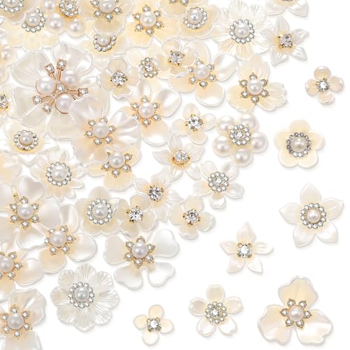 Janinka Strass-Knöpfe, Kunstperlen, flache Rückseite, Blumenverzierungen für Schmuckherstellung, Basteln, Hochzeit, Haarstrauß, Heimdekoration, Party-Accessoire, 140 Stück von Janinka