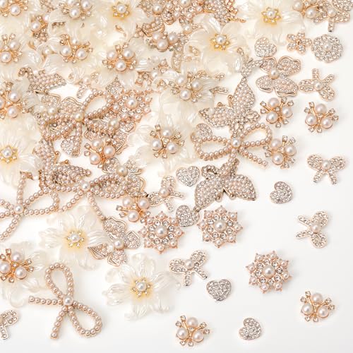 Janinka Strass-Knöpfe, Kunstperlen, flache Rückseite, Blumenverzierungen für Schmuckherstellung, Basteln, Hochzeit, Haarstrauß, Heimdekoration, Party-Zubehör, 140 Stück Janinka Strass-Knöpfe, Kunstperlen, flache Rückseite, Blumenverzierungen für Schmuckherstellung, Basteln, Hochzeit, Haarstrauß, Heimdekoration, Party-Zubehör, 140 Stück von Janinka