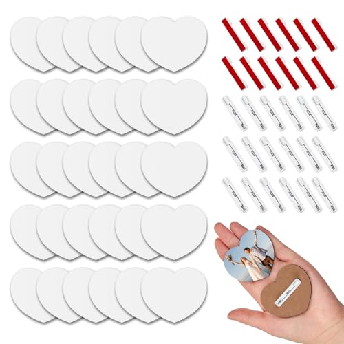 Janinka Sublimationsknöpfe mit Nadeln, 5,9 x 5,1 cm, Herz-MDF, Wärmeübertragung, Blanko-Abzeichen, DIY, Handwerk, Geschenke, 30 Stück Janinka Sublimationsknöpfe mit Nadeln, 5,9 x 5,1 cm, Herz-MDF, Wärmeübertragung, Blanko-Abzeichen, DIY, Handwerk, Geschenke, 30 Stück von Janinka