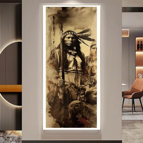 Diamond Painting XXL Groß 135x55cm Diamant Painting Bilder Indianer Diamond Art Painting Kits,DIY Basteln Erwachsene Malen Nach Zahlen Full Diamant Painting Stickerei Set Home Wand Dekor (Nation) U111 von Janktie
