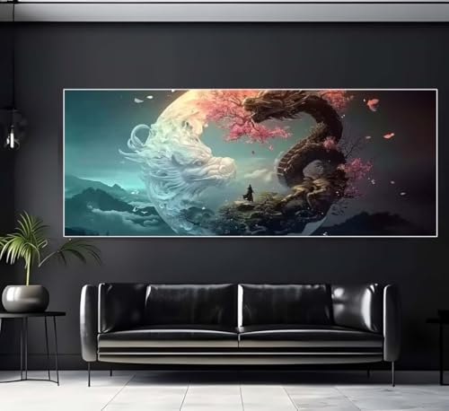 Diamond Painting XXL Groß Diamant Painting Bilder Drache Diamond Art Kits,DIY Basteln Erwachsene Malen Nach Zahlen Full Diamant Painting Zubehör Malerei Stickerei Set Home Wand Dekor (Landschaft) Q340 von Janktie