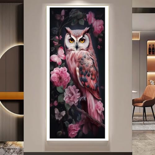 Diamond Painting XXL Groß Diamant Painting Bilder Eule Diamond Art Painting Kit,DIY Basteln Erwachsene Malen Nach Zahlen Full Diamant Painting Zubehör Malerei Stickerei Set Home Wand Dekor (Blume) Q46 von Janktie