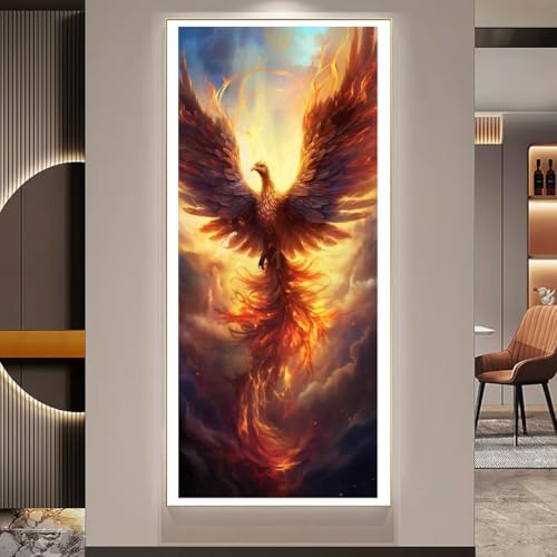 Diamond Painting XXL Groß Diamant Painting Bilder Phönix Diamond Art Painting Kits, DIY Basteln Erwachsene Malen Nach Zahlen Full Diamant Painting Zubehör Malerei Stickerei Home Wand Dekor (Tier) Q230 von Janktie