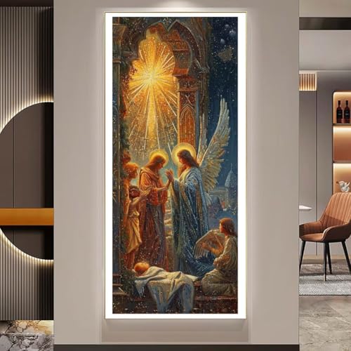 Diamond Painting XXL Groß Diamant Painting Bilder Weihnachtskrippe Geburt Jesu Diamond Art Painting Kits,DIY Basteln Erwachsene Malen Nach Zahlen Full Diamant Painting Stickerei Set Home Wand Dekor Q4 von Janktie