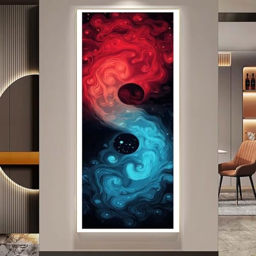 Diamond Painting Yin und Yang Diamant Painting Bilder Kinder Diamond Art DIY Set Erwachsene Full Drill Diamond Painting Zubehör, 5d Diamant Malerei Mosaic Stickerei Kits Home Wand Decor 30x90 cm U78 von Janktie