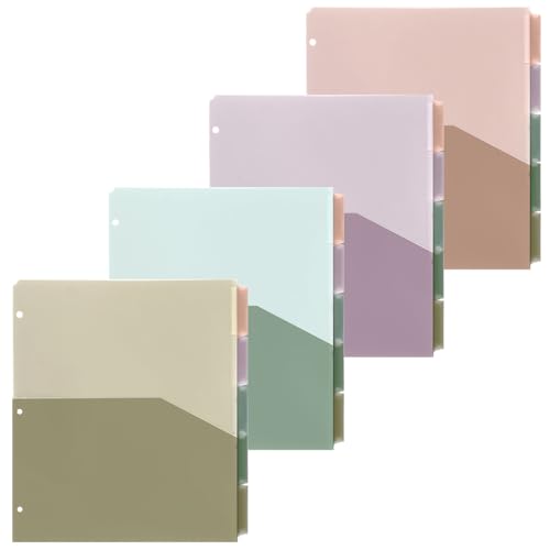Janlaugh 4 Sets mit 5 Registerkarten, Kunststoff-Register mit Taschen für 3-Ringbinder, 24,9 x 29,8 cm, 3-Loch-Seiten, bunte Trennblätter, stabiles Zubehör für Büro, Ende des Jahres (klassische Farbe) Janlaugh 4 Sets mit 5 Registerkarten, Kunststoff-Register mit Taschen für 3-Ringbinder, 24,9 x 29,8 cm, 3-Loch-Seiten, bunte Trennblätter, stabiles Zubehör für Büro, Ende des Jahres (klassische Farbe) von Janlaugh