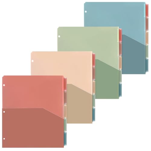 Janlaugh 4 Sets mit 5 Registerkarten aus Kunststoff, Register mit Taschen für 3-Ringbinder, 24,9 x 29,8 cm, 3-Loch-Seiten, bunte Trennblätter, stabiles Zubehör für Büro, Ende des Jahres (Retro-Farbe) Janlaugh 4 Sets mit 5 Registerkarten aus Kunststoff, Register mit Taschen für 3-Ringbinder, 24,9 x 29,8 cm, 3-Loch-Seiten, bunte Trennblätter, stabiles Zubehör für Büro, Ende des Jahres (Retro-Farbe) von Janlaugh