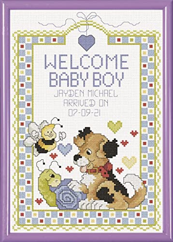 Janlynn Kreuzstich-Set Welcome Baby Boy, Weiß von Janlynn