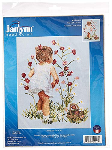 Janlynn Kreuzstich Stickpackung Mädchen mit Kosmeen, Zählmuster Janlynn Kreuzstich Stickpackung Mädchen mit Kosmeen, Zählmuster von Janlynn