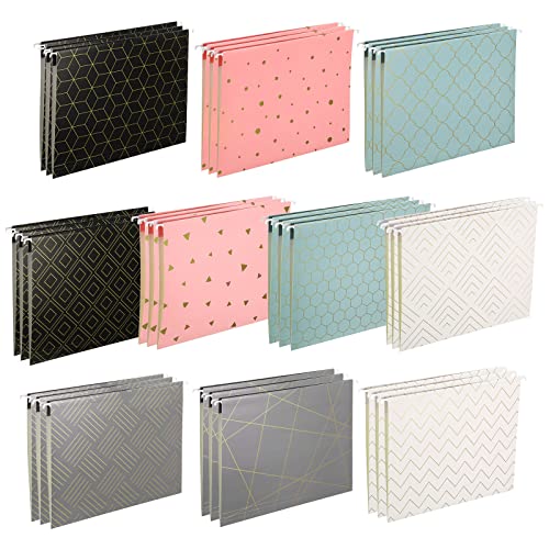 30 Stück geometrische Goldfolien-Designs, Hängemappen, 10 Designs, einschließlich verstellbaren Registerkarten und Einsätzen, Briefgröße, dekorativer Hänge-Aktenschrank, Büro, 5 Farben 30 Stück geometrische Goldfolien-Designs, Hängemappen, 10 Designs, einschließlich verstellbaren Registerkarten und Einsätzen, Briefgröße, dekorativer Hänge-Aktenschrank, Büro, 5 Farben von Janmini