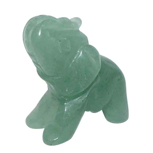 Aventurin grün Elefant ca. 22 x 30 mm aus echtem Edelstein mit Rüssel nach oben Glücksbringer.(3187) von Janni-Shop-Figuren