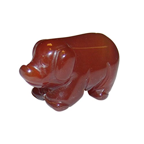 Carneol - Achat Schwein - Glücksschwein ca. 30 x 20 mm Edelstein, Glücksbringer von Janni-Shop-Figuren