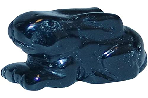 Obsidian schwarz Hase - Häschen ca. 30 x 22 mm Edelstein, Glücksbringer von Janni-Shop-Figuren