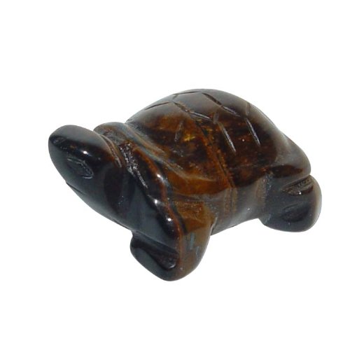 Tigerauge Schildkröte ca. 28 x 19 x 12 mm aus echtem Edelstein Schutzstein Glücksbringer.(3229) von Janni-Shop-Figuren