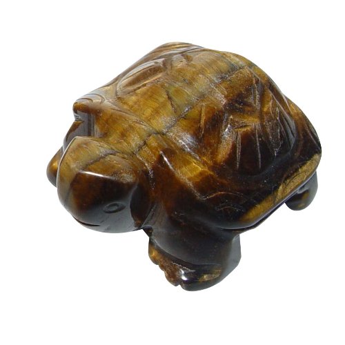 Tigerauge Schildkröte ca. 50 x 34 x 22 mm aus echtem Edelstein Schutzstein Glücksbringer.(3227) von Janni-Shop-Figuren
