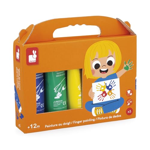 Janod – 5 Fingerfarben für Babys ab 1 Jahr – 75-ml-Tube – Dermatologisch getestet und mit Wasser abwaschbar – Ideal für Kleinkinder – Ab 12 Monaten – J04703 Janod – 5 Fingerfarben für Babys ab 1 Jahr – 75-ml-Tube – Dermatologisch getestet und mit Wasser abwaschbar – Ideal für Kleinkinder – Ab 12 Monaten – J04703 von Janod