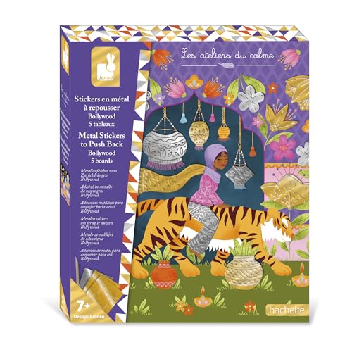 Janod J09165 Sticker aus Metall zum Abstoßen-5 Tafeln zum Dekorieren-Thema Bollywood-Les Ateliers Du Calme-Kreatives Freizeitset für Kinder-Fingerfertigkeit und Konzentration-Ab 7 Jahre Janod J09165 Sticker aus Metall zum Abstoßen-5 Tafeln zum Dekorieren-Thema Bollywood-Les Ateliers Du Calme-Kreatives Freizeitset für Kinder-Fingerfertigkeit und Konzentration-Ab 7 Jahre von Janod