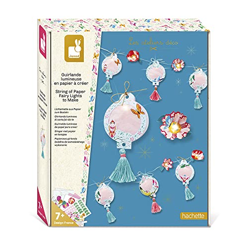 Janod - Leucht-Girlande aus Papier zum Selbermachen – Les Ateliers Déco – Kreativ-Set für Kinder - Geschicklichkeit & Konzentration – Ab 7 Jahren, J07971, Pink / Blue, Mittel Janod - Leucht-Girlande aus Papier zum Selbermachen – Les Ateliers Déco – Kreativ-Set für Kinder - Geschicklichkeit & Konzentration – Ab 7 Jahren, J07971, Pink / Blue, Mittel von Janod