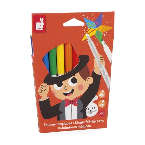 Janod - Magisches Malset für Kinder mit farbwechselnder Tinte - 8 Filzstifte + 2 Zauberstifte - Set mit 10 Filzstiften mit wasserlöslicher Tinte - Malen für Kinder - Ab 3 Jahren - J07413 Janod - Magisches Malset für Kinder mit farbwechselnder Tinte - 8 Filzstifte + 2 Zauberstifte - Set mit 10 Filzstiften mit wasserlöslicher Tinte - Malen für Kinder - Ab 3 Jahren - J07413 von Janod