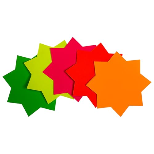 Neon-Sterne, 150 x 100 mm, verschiedene Farben, 20 Stück von Janrax